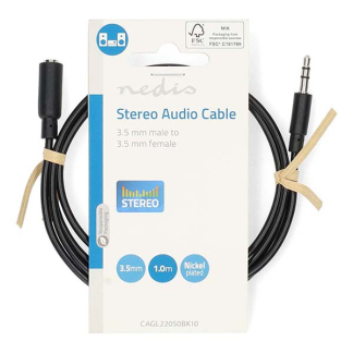 Nedis 3.5 mm jack verlengkabel | Nedis | 1 meter (Stereo) CAGL22050BK10 CAGP22050BK10 N010301500 - 3