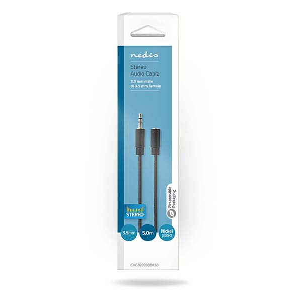 Nedis 3.5 mm jack verlengkabel | V ↔ M | Nedis | 5 meter (Stereo, 3-polig) CAGB22050BK50 CAGL22050BK50 CAGP22050BK50 N010301503 - 3