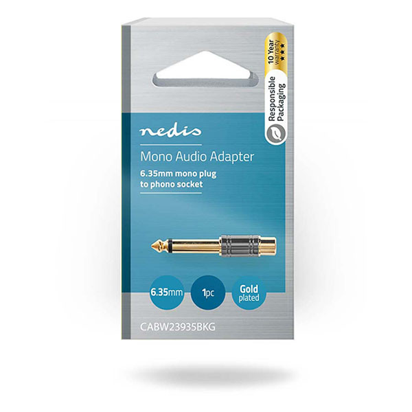 Nedis 6.35 mm jack naar tulp adapter | M ↔ V | Nedis (Mono) CABW23935BKG K010411296 - 6