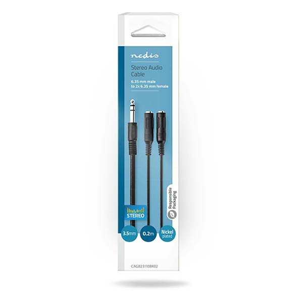 Nedis 6.35 mm jack splitterkabel | V ↔ M | Nedis | 0.2 meter (Stereo) CAGB23110BK02 CAGP23110BK02 N050301208 - 3