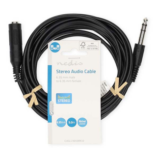 Nedis 6.35 mm jack verlengkabel | V ↔ M | Nedis | 5 meter (Stereo, 3-polig) CAGL23050BK50 CAGP23050BK50 N010301520 - 3