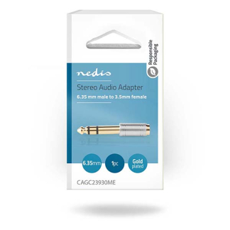 Nedis 6.35 mm (m) naar 3.5 mm jack (v) adapter | Nedis (Stereo, Verguld, Metaal) CAGC23930ME K050301216 - 5