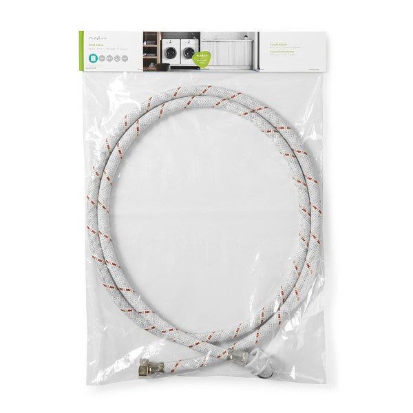 Nedis Aanvoerslang wasmachine | 1/2" - 3/4" | 2 meter (Recht/Gehoekt, 10 Bar, 90 °C) WAIH3412SH1N20 A081000192 - 2