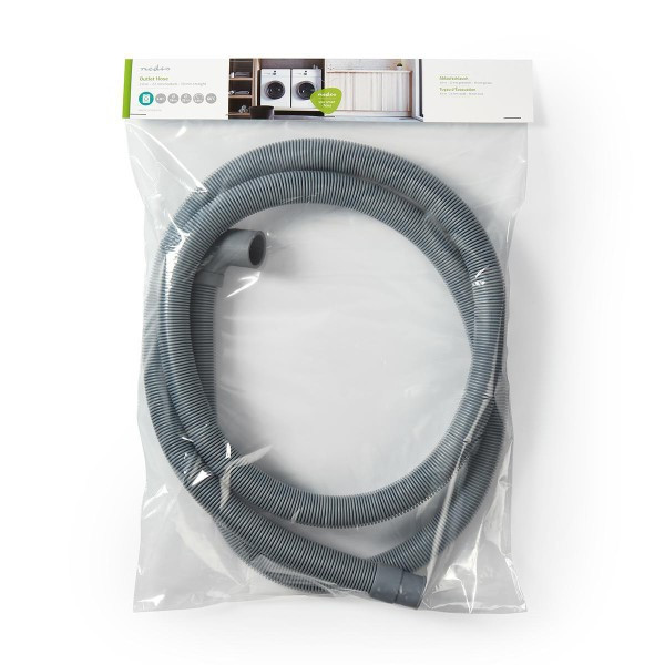 Nedis Afvoerslang wasmachine | 22 - 19 mm | 2 meter (Gehoekt/Recht, 0.5 Bar, 60 °C) WAOH2219SHP20 A081000188 - 2