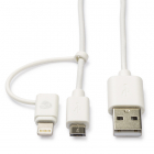 Nedis Apple Lightning en Micro USB kabel 2.0 | 2 in 1 kabel | 1 meter (Wit) CCGP39400WT10 N010901154