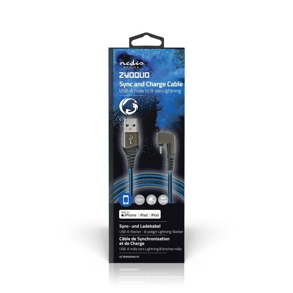 Nedis Apple Lightning kabel | 1 meter (Nylon, Rechte connector) GCTB39300AL10 K010901166 - 2