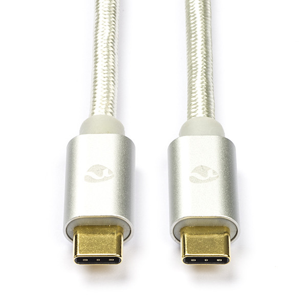 Nedis Apple oplaadkabel | USB C ↔ USB C | 1 meter (USB 3.1, 100W, 10 Gbps, Nylon, Zilver) CCTB64750AL10 M010214034 - 1
