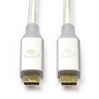 Nedis Apple oplaadkabel | USB C ↔ USB C 3.2 | 1 meter (20 Gbps, 100% koper, Power Delivery, 100 W, Nylon, Zilver) CCTB64020AL10 M010214188 - 