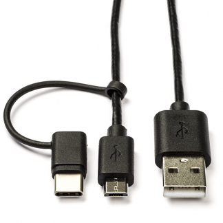 Nedis Apple oplaadkabel | USB C en Micro USB 2.0 | 2 in 1 kabel | 1 meter (Zwart) CCGL60610BK10 CCGP60610BK10 C010214023 - 