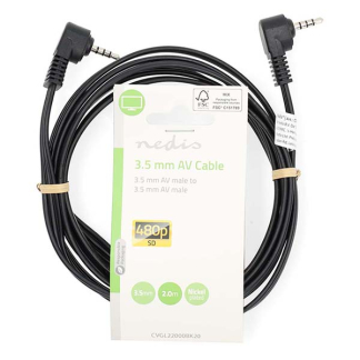 Nedis Audio video kabel Jack 3.5 mm | Nedis | 2 meter (4 polig, Vernikkeld) CVGL22000BK20 CVGP22000BK20 N010412001 - 2