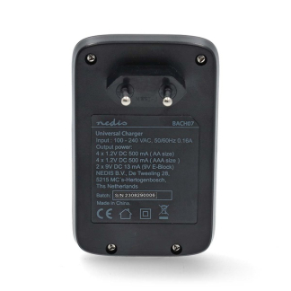 Nedis Batterij oplader | Nedis (NiMH/NiCd AA/AAA/9V batterijen, led indicator, Ontladen) BACH07 K105005262 - 3