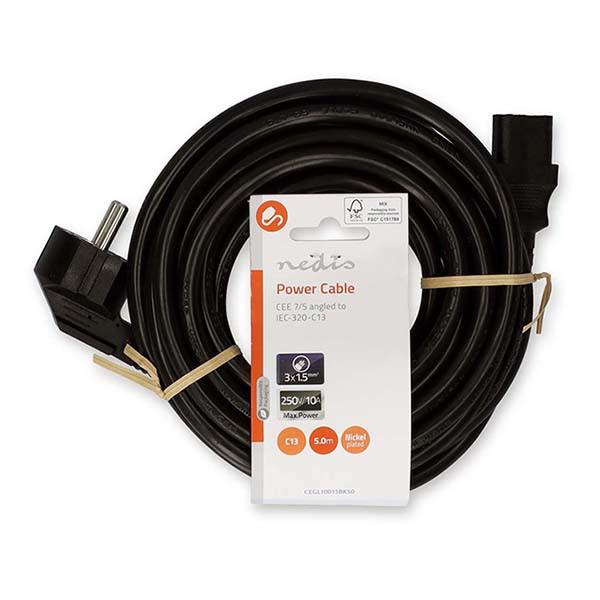 Nedis C13 kabel | Nedis | 5 meter (Haaks) CEGL10015BK50 CEGP10015BK50 N010803056 - 3