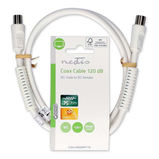Nedis Coax kabel - Nedis - 1 meter (Digitaal, 120 dB, Wit) CSGL40020WT10 CSGP40020WT10 N010408100 - 4