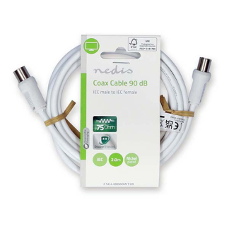 Nedis Coax kabel - Nedis - 2 meter (Analoog, Wit) CSGL40000WT20 CSGP40000WT20 N010408002 - 3