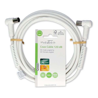 Nedis Coax kabel - Nedis - 3 meter (Digitaal, Haaks, 120 dB, Wit) CSGL40120WT30 CSGP40120WT30 N010408230 - 4