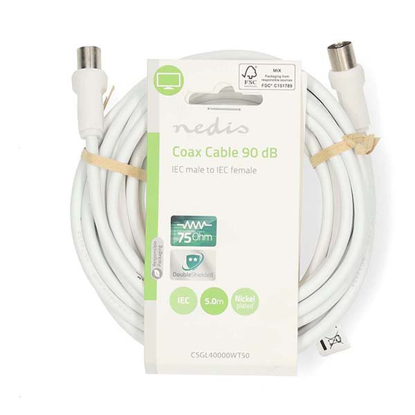 Nedis Coax kabel - Nedis - 5 meter (Analoog, Wit) CSGL40000WT50 CSGP40000WT50 N010408004 - 3