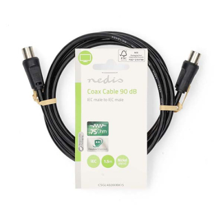Nedis Coax kabel mannelijk - Nedis - 1.5 meter (Analoog, Zwart) CSGL40200BK15 CSGP40200BK15 N010408251 - 4