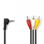 Nedis Composiet 3x Tulp (RCA) mannelijk naar JACK 3.5 mm video- en audiokabel - Nedis - 1 meter CVGP22400BK10 N010401125 Nedis Composiet 3x Tulp (RCA) mannelijk naar JACK 3.5 mm video- en audiokabel - Nedis - 1 meter CVGP22400BK10 N010401125