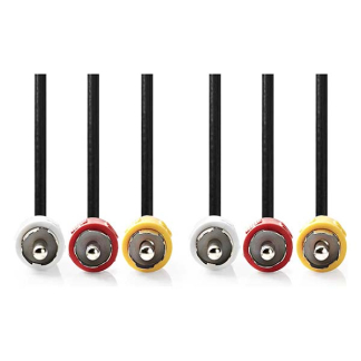 Nedis Composiet AV kabel | Nedis | 1.5 meter (3x tulp naar 3x tulp, Vernikkeld) CVGL24300BK15 CVGP24300BK15 N010401101 - 2