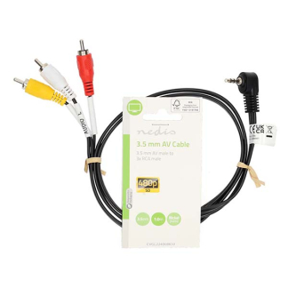 Nedis Composiet AV kabel | Nedis | 1 meter (Jack 3.5 mm naar 3x tulp, Vernikkeld) CVGL22400BK10 CVGP22400BK10 N010401125 - 3