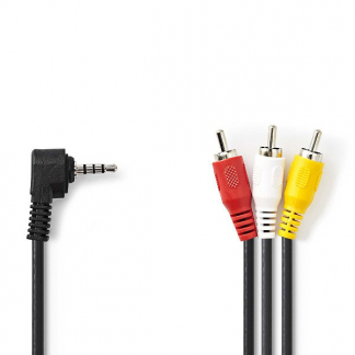 Nedis Composiet AV kabel | Nedis | 1 meter (Jack 3.5 mm naar 3x tulp, Vernikkeld) CVGL22400BK10 CVGP22400BK10 N010401125 - 
