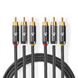 Nedis Composiet AV kabel | Nedis | 2 meter (3x tulp naar 3x tulp, 480p, Verguld) CVTB24300GY20 K010401006 - 1