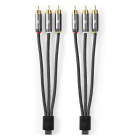 Nedis Composiet AV kabel | Nedis | 2 meter (3x tulp naar 3x tulp, 480p, Verguld) CVTB24300GY20 K010401006 - 2