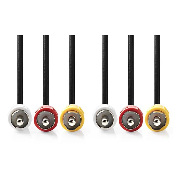Nedis Composiet AV kabel | Nedis | 2 meter (3x tulp naar 3x tulp, Vernikkeld) CVGL24300BK20 CVGP24300BK20 N010401102 - 2