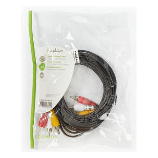 Nedis Composiet AV kabel | Nedis | 5 meter (3x tulp naar 3x tulp, Vernikkeld) CVGL24300BK50 CVGP24300BK50 N010401104 - 3