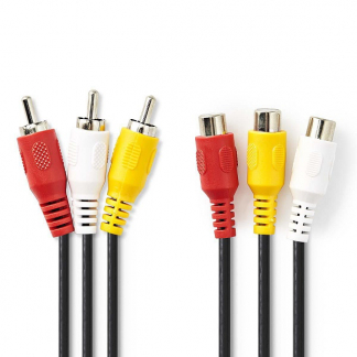 Nedis Composiet verlengkabel | Nedis | 2 meter (3x tulp naar 3x tulp, Vernikkeld) CVGL24305BK20 CVGP24305BK20 N010401200 - 1