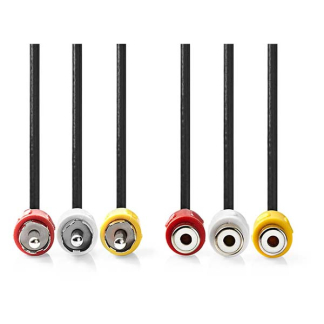 Nedis Composiet verlengkabel | Nedis | 2 meter (3x tulp naar 3x tulp, Vernikkeld) CVGL24305BK20 CVGP24305BK20 N010401200 - 2