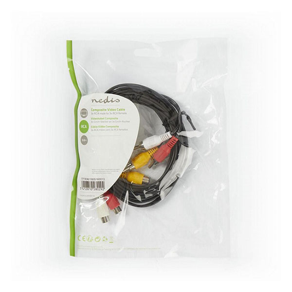 Nedis Composiet verlengkabel | Nedis | 5 meter (3x tulp naar 3x tulp, Vernikkeld) CVGL24305BK50 CVGP24305BK50 N010401202 - 3