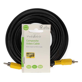 Nedis Composiet video kabel | Nedis | 10 meter (Tulp naar tulp, Vernikkeld) CVGL24100BK100 CVGP24100BK100 N010401004 - 3