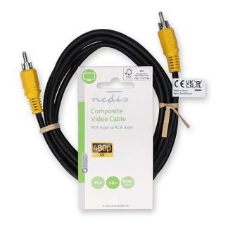 Nedis Composiet video kabel | Nedis | 2 meter (Tulp naar tulp, Vernikkeld) CVGL24100BK20 CVGP24100BK20 N010401001 - 3