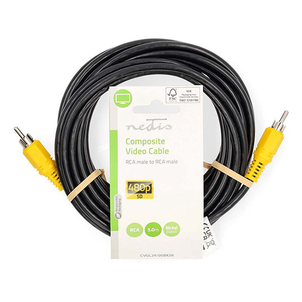 Nedis Composiet video kabel | Nedis | 5 meter (Tulp naar tulp, Vernikkeld) CVGL24100BK50 CVGP24100BK50 N010401003 - 3