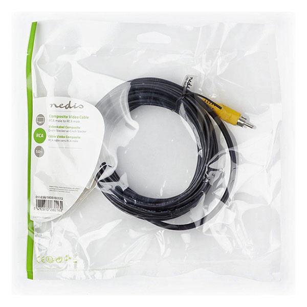 Nedis Composiet video kabel | Nedis | 5 meter (Tulp naar tulp, Vernikkeld) CVGL24100BK50 CVGP24100BK50 N010401003 - 4