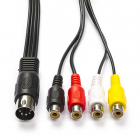 Nedis DIN 5-pin mannelijk - 4x RCA (Tulp) vrouwelijk video- en audiokabel - Nedis - 0,2 meter zwart CAGP20450BK02 N010411000 Nedis DIN 5-pin mannelijk - 4x RCA (Tulp) vrouwelijk video- en audiokabel - Nedis - 0,2 meter zwart CAGP20450BK02 N010411000
