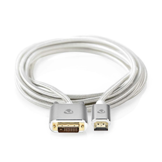 Nedis DVI naar HDMI kabel | Nedis | 2 meter (DVI-D, Single Link, 100% koper, Verguld, Nylon) CCTB34800AL20 K010406309 - 