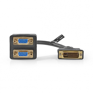 Nedis DVI splitter | Nedis | 0.2 meter (DVI-I, 2 x VGA, Full HD, Verguld) CCGP32952BK02 N030406045 - 