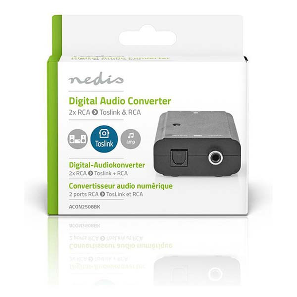 Nedis Digitale audio omvormer | Nedis | 2x Tulp stereo RCA → Optisch Toslink of Coaxiaal RCA S/PDIF (1-wegs) ACON2508BK K020401026 - 8