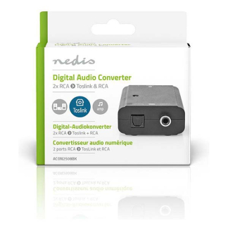 Nedis Digitale audio omvormer | Nedis | 2x Tulp stereo RCA → Optisch Toslink of Coaxiaal RCA S/PDIF (1-wegs) ACON2508BK K020401026 - 8