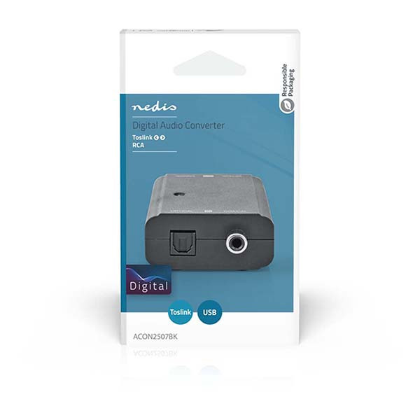 Nedis Digitale audio omvormer | Nedis | Coaxiaal RCA S/PDIF ↔ Optisch Toslink (2-wegs) ACON2507BK K020401025 - 7