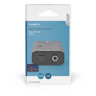Nedis Digitale audio omvormer | Nedis | Optisch Toslink of Coaxiaal RCA S/PDIF → 2x Tulp stereo RCA (1-wegs) ACON2509BK K020401027 - 8