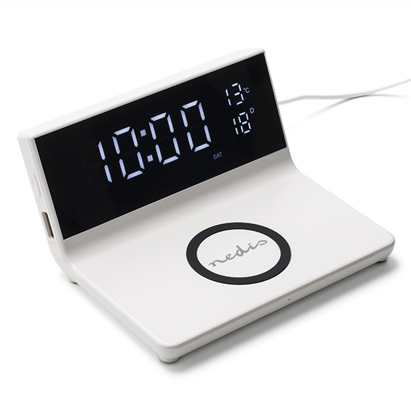 Nedis Digitale wekker | Nedis (Draadloze Qi oplader, Display, Wit) WCACQ20WT K170108308 - 1