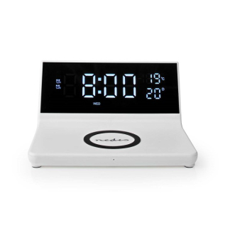 Nedis Digitale wekker | Nedis (Draadloze Qi oplader, Display, Wit) WCACQ20WT K170108308 - 2