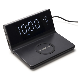 Nedis Digitale wekker | Nedis (Draadloze Qi oplader, Display, Zwart) WCACQ20BK K170108309 - 1