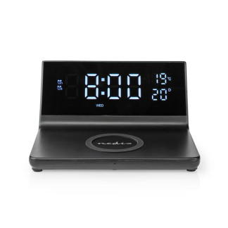 Nedis Digitale wekker | Nedis (Draadloze Qi oplader, Display, Zwart) WCACQ20BK K170108309 - 2