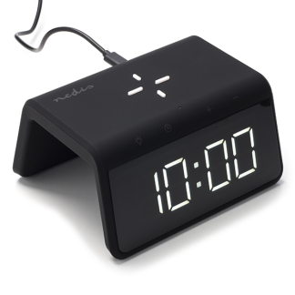 Nedis Digitale wekker | Nedis (Draadloze Qi oplader, Nachtlamp, Display, Zwart) WCACQ30BK K170108311 - 1
