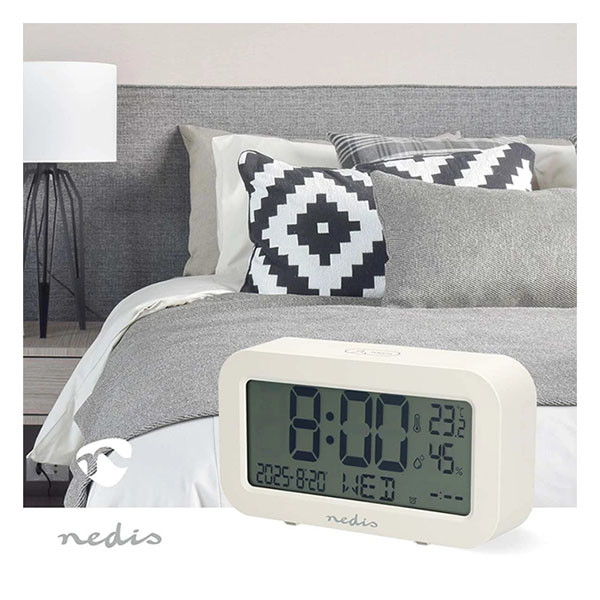 Nedis Digitale wekker | Nedis (Dubbel alarm, Datum, Thermometer, Hygrometer, LCD scherm, Sluimerfunctie, Wit) CLDK2005WT K170511250 - 6