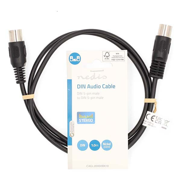 Nedis Din kabel | M ↔ M | Nedis | 1 meter | 5 stuks (Stereo, 5-pin) CAGL20000BK10 CAGP20000BK10 V010305000 - 2